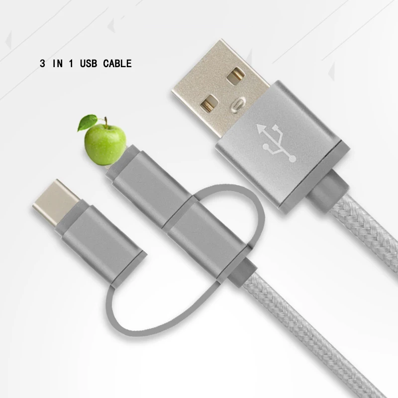 2.4A конвертер 3 в 1 USB кабель для быстрой зарядки передачи данных xiaomi huawei iPhone
