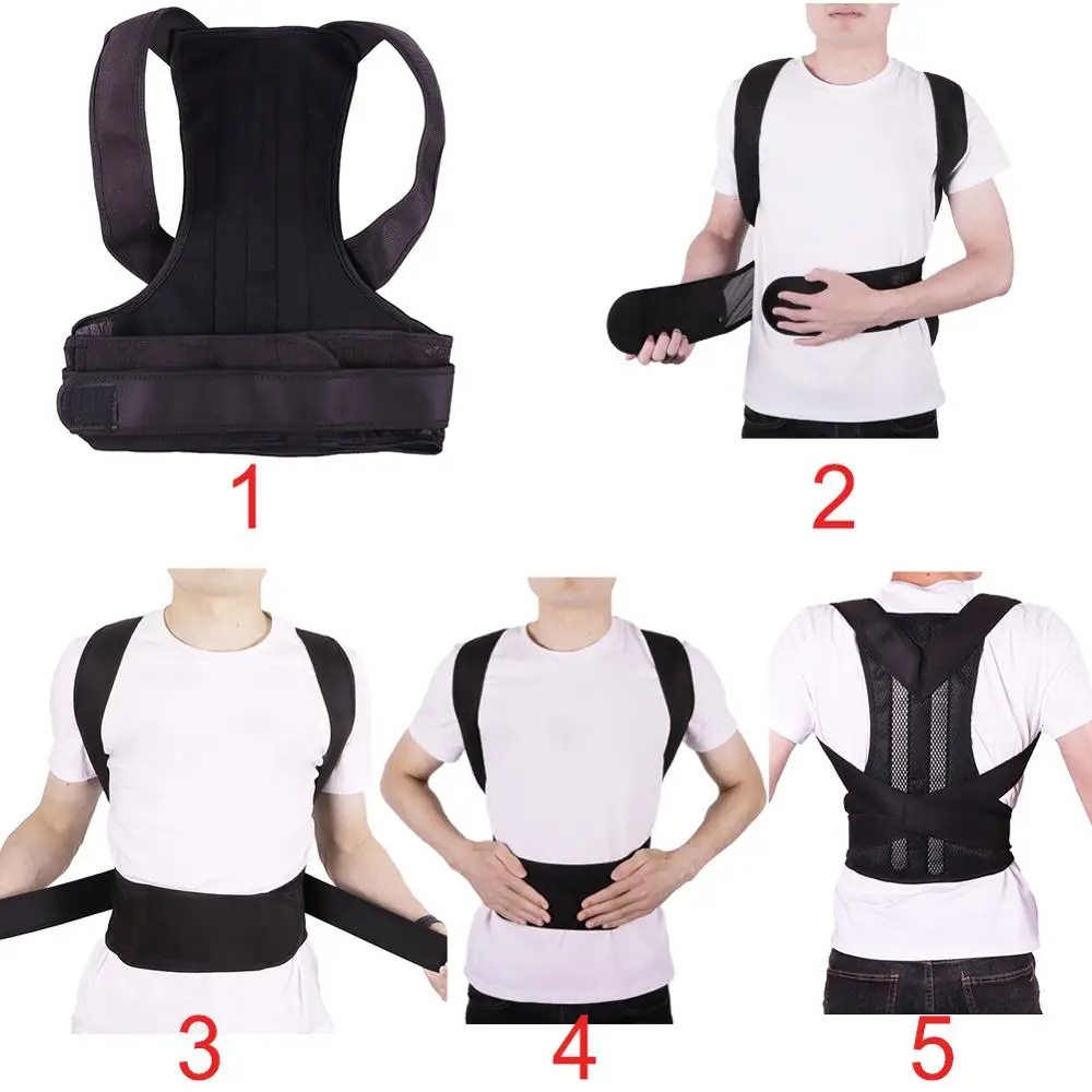 Регулируемый Черный Корректор осанки для спины плечевой поясничный бандаж