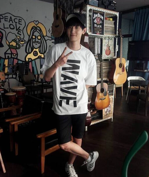 Модная летняя Стильная белая футболка для мужчин и женщин kpop exo chanyeol с принтом