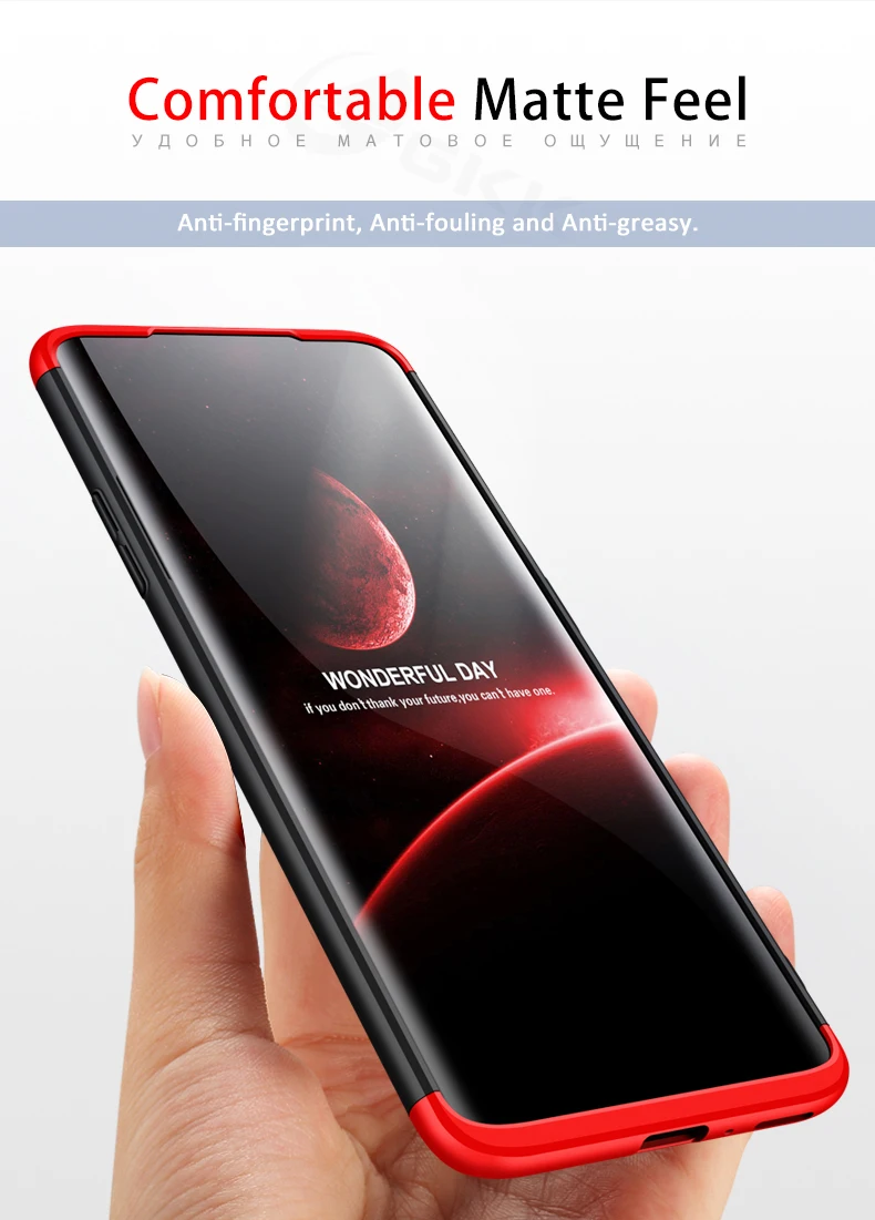 GKK, чехол для Oneplus 7 7t pro, чехол 360, полная защита, ударопрочный, матовый, Жесткий ПК, 3 в 1, для Oneplus 7 7t pro, чехол