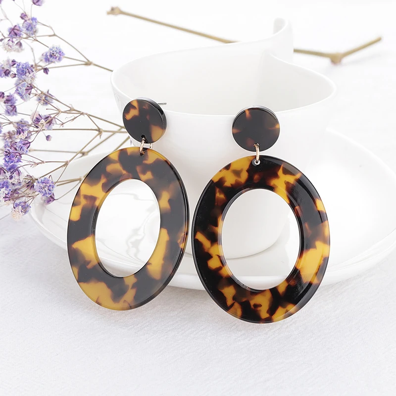Женские овальные серьги капельки из акриловой смолы винтажные геометрические