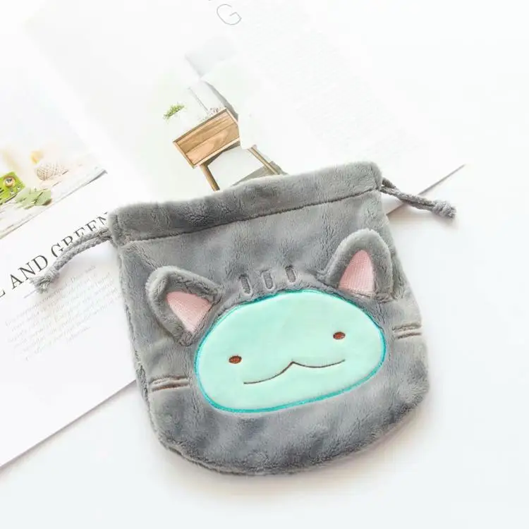 gray 1 шт., милые плюшевые кошельки с рисунком Сан-Икс, sumikko gurashi, плюшевые кошельки с изображением японского аниме медведя, кота, сумикко, плюшевые кошельки, сумки на завязках 21 см - Цвет: gray