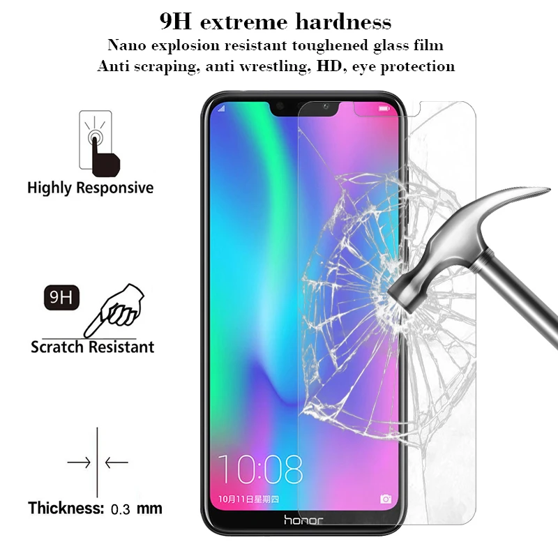 Закаленное стекло для Huawei Honor 8C не полностью покрывающее Защитное HD прозрачная