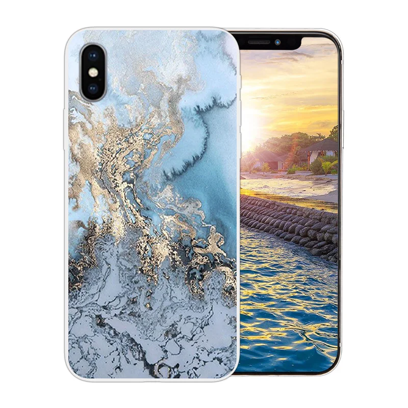 for iPhone X 10 Soft Silicone Phone Case Apple 6 6s 7 8 Plus Matte TPU Color Stone Pattern 5S 5C Transparent Bags |