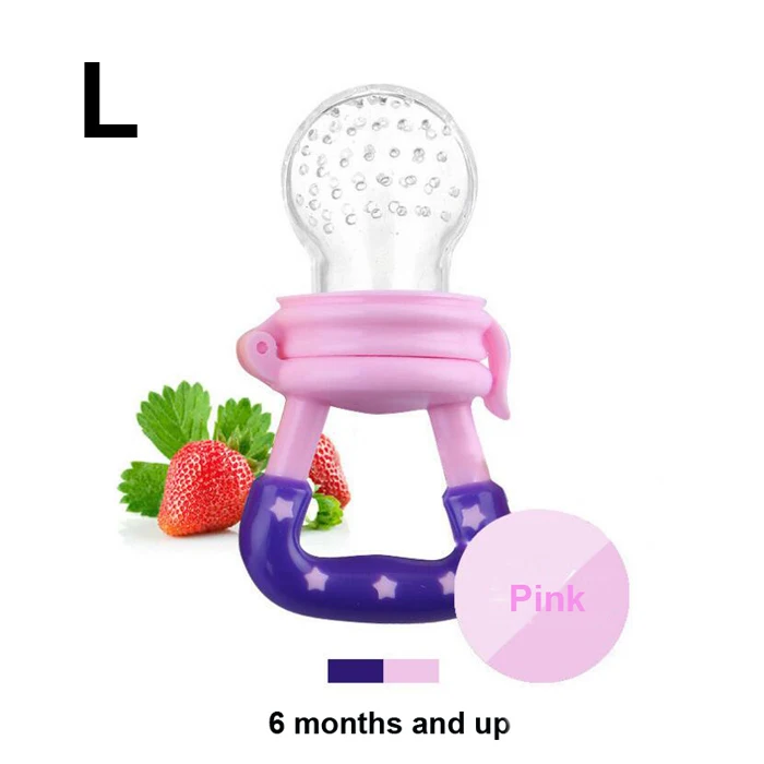 1pc Pink L 1 шт. детская Силиконовая пустышка свежий Еда приспособление с сеточкой для кормления детей Feeder дети ниппельная кормушка смешные, которые кусают сосок, Прорезыватель для зубов, удобные дозаторы Chupeta(не содержит бис-фенол а - Цвет: 1pc Pink L