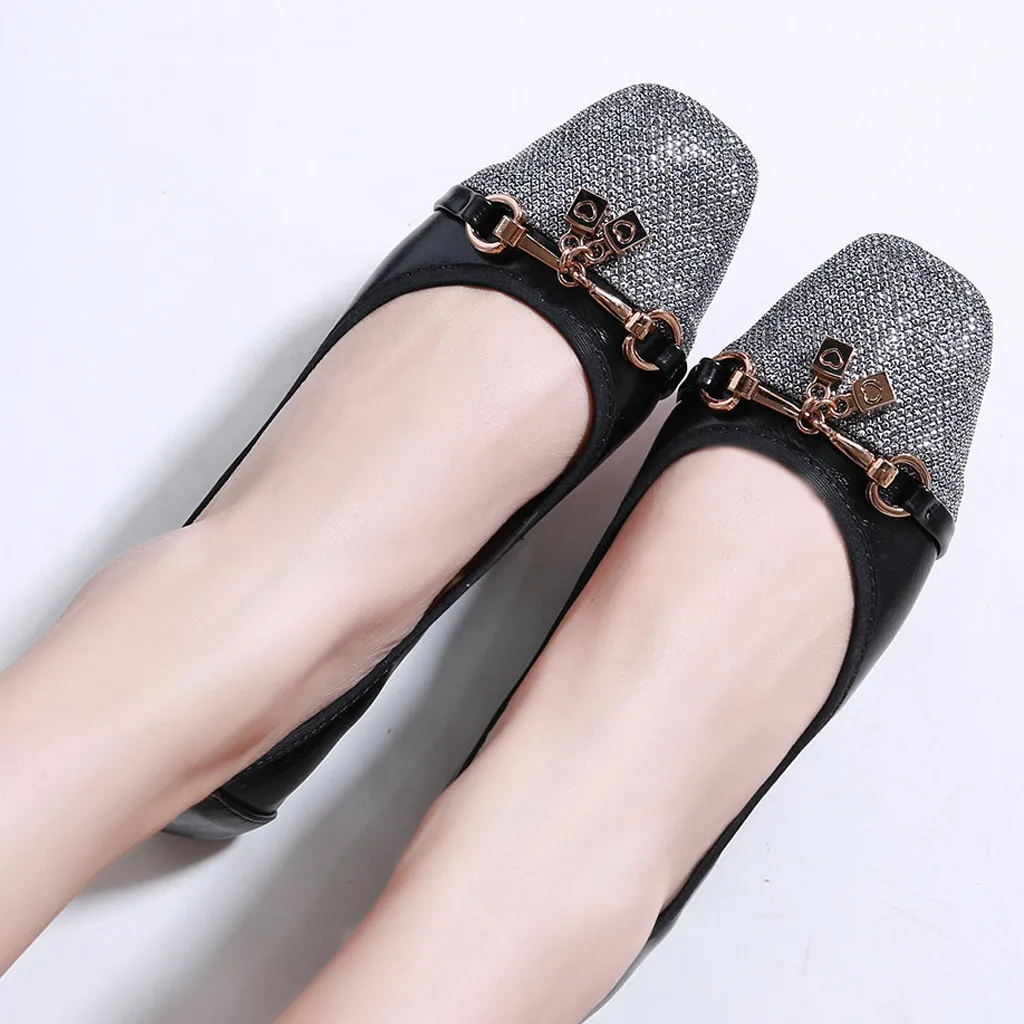 Женские туфли лодочки весенне летние лоферы с закрытым носком и металлическим