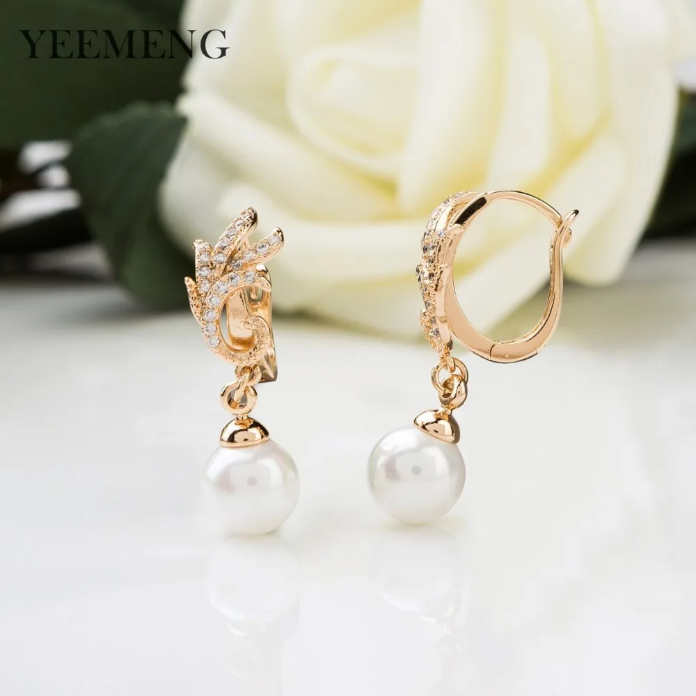 Серьги подвески YEEMENG из розового золота 585 пробы для предотвращения аллергии