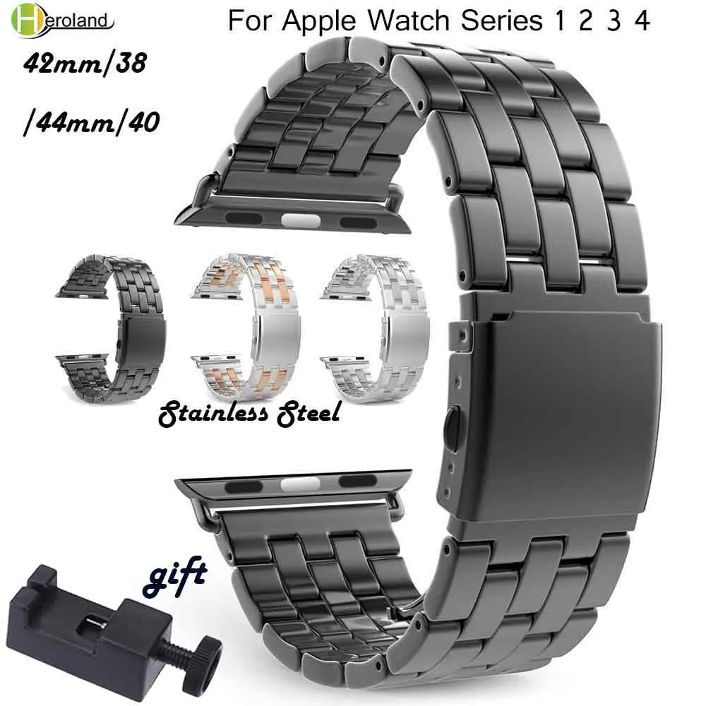 luxury stainless steel watch band strap For Apple Watch Band 40mm 44mm 38mm 42mm iWatch series 1 2 3 4 Link bracelet wrist band