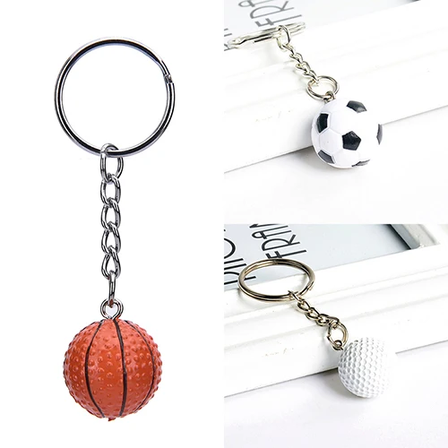 1Pcs Hot Football Basketball Golf Ball Pendant Keyring Sports Metal Keychain Car Key Chain Ring Wholesale 3 Styles On Sale | Украшения и