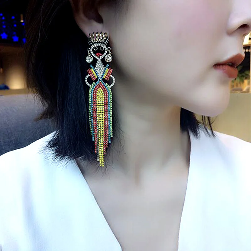 Горячая Распродажа Разноцветные серьги со стразами для танцев девочек