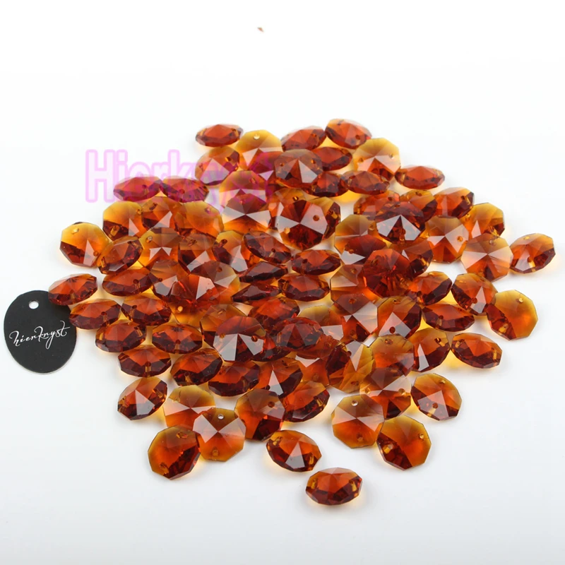 Оптовая продажа! 2000 шт. 14 мм коричневые Хрустальные стеклянные Восьмиугольные