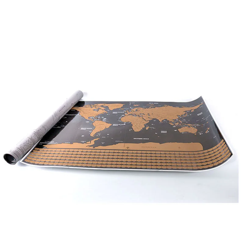 Карта мира скретч креативный Путешествия США Канада государственный флаг черный