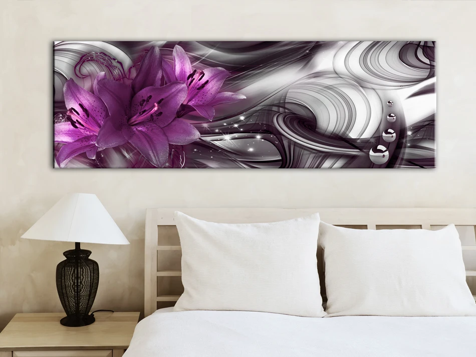 2019 (без рамки) Современный Абстрактный Цветочный Рисунок с лилиями холст принт