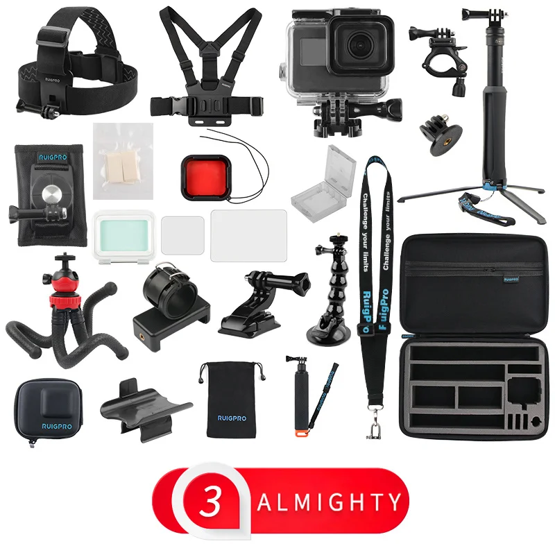Ruigpro для спортивной камеры gopro, набор для начинающих, для дайвинга, верховой езды, альпинизма, автоспуска, аксессуары для съемки - Цвет: Зеленый цвет