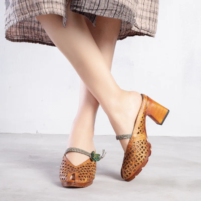 Винтажные Летние оригинальные женские шлепанцы с открытым носком Женские