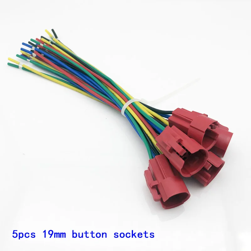 5pcs Button sockets 5 шт./лот 19 мм металлический кнопочный переключатель Высокая Головка круглый/Мощный логотип 3-220 В самовостальная вающаяся моментальная Перезагрузка/Блокировка Водонепроницаемый Авто Eng - Цвет: 5pcs Button sockets