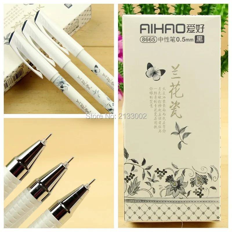 Винтажная гелевая ручка в китайском ретро стиле сине белая фарфоровая