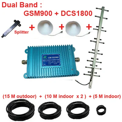 W/40 м кабель + 3 антенны Dual Band Repeater 1800 мГц amplifer 900 GSM DCS Ретранслятор двойной полосы