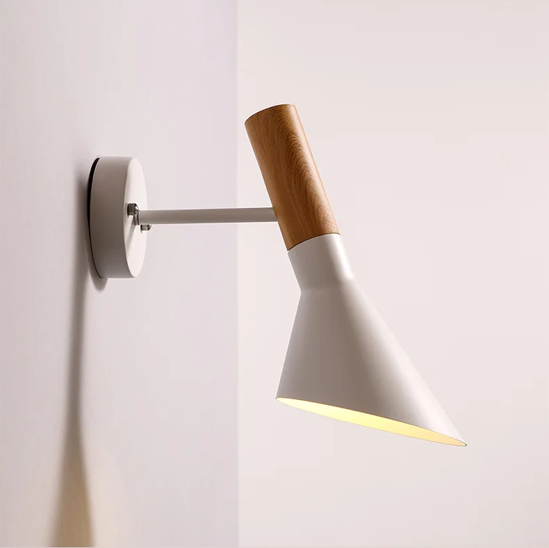 Goedkoop Swing Hoofd Wandlamp Creatieve Wandlamp Houten Wandkandelaar E27 Slaapkamer Verlichting Zwart/Wit Nachtkastje Leeslamp WWL042