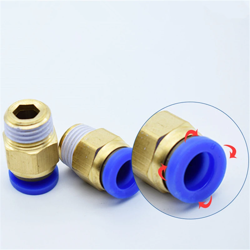 PC 1/8 ''1/4'' 3/8 ''1/2'' Мужской 14 мм 16 мм прямой нажимной Пневматический фитинг для подключения деталей воздушного компрессора