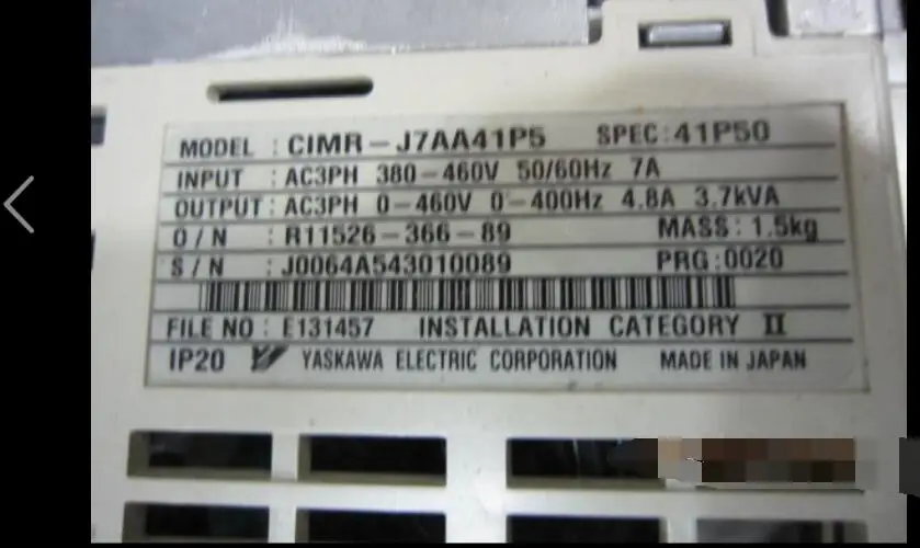

Инвертор CIMR-J7AA41P5 380V-1.5KW, используется один, 90% ВНЕШНИЙ ВИД НОВЫЙ, 3 месяца гарантии, быстрая доставка