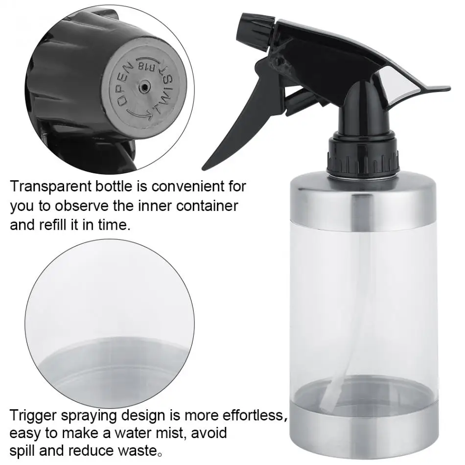 Stainless Steel and Acrylic Transparent Watering Can Pot Bottle Garden Sprinkle Flowers Plants Water Sprayer |