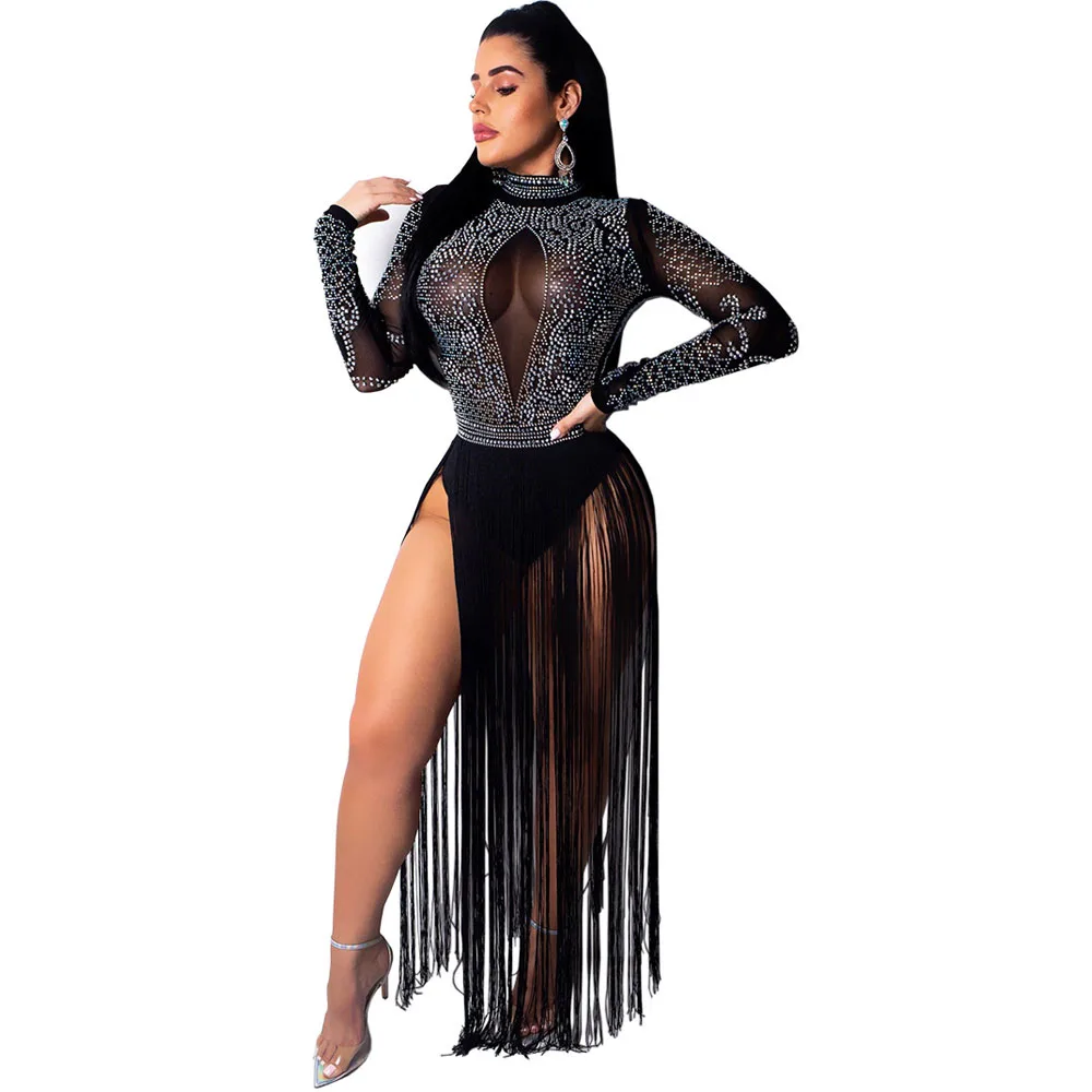 Женское длинное платье с блестками и бриллиантами 2019 модное сексуальное