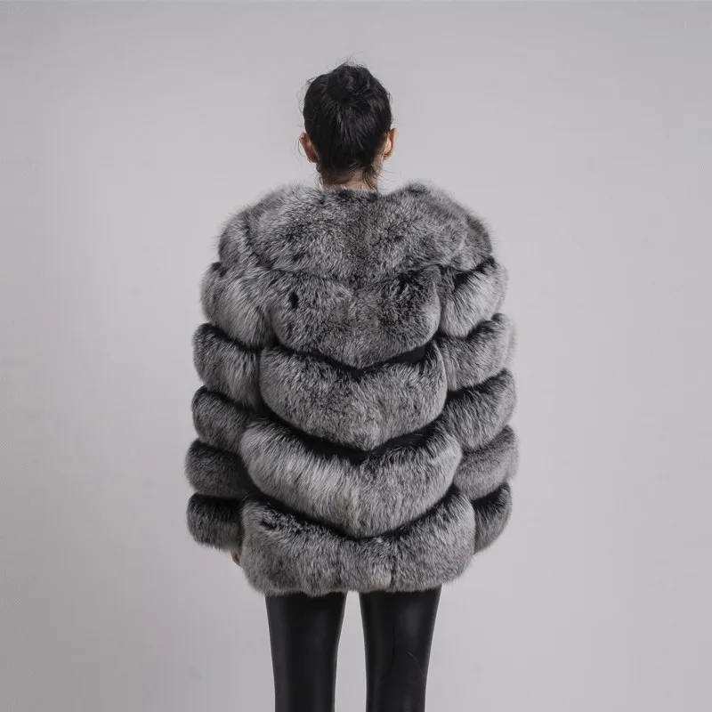 blackforst QIUCHEN/PJ8066-1 шуба из натурального Лисьего меха высокого качества; зимняя теплая Толстая куртка из лисьего меха; пальто из натурального меха с длинными рукавами, сохраняющее тепло - Цвет: blackforst