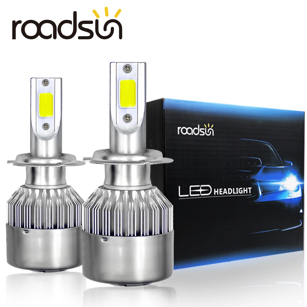 Roadsun C6 светодиодные лампы для фар конверсионный комплект H4 60 Вт 8000LM 6000 К холодный