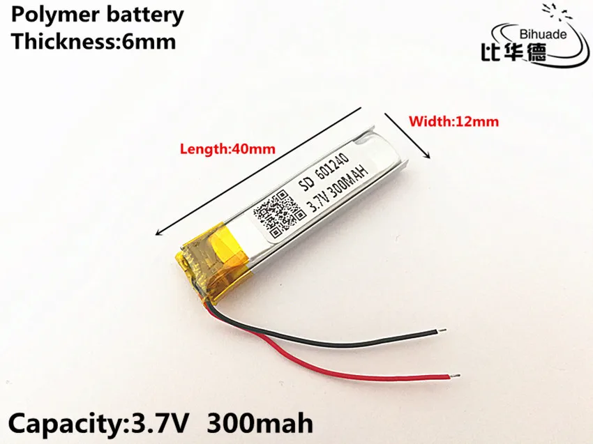 

1 шт./лот 3,7 V 300mAH 601240 полимерный литий-ионный/литий-ионный аккумулятор для DVR, GPS, mp3, mp4