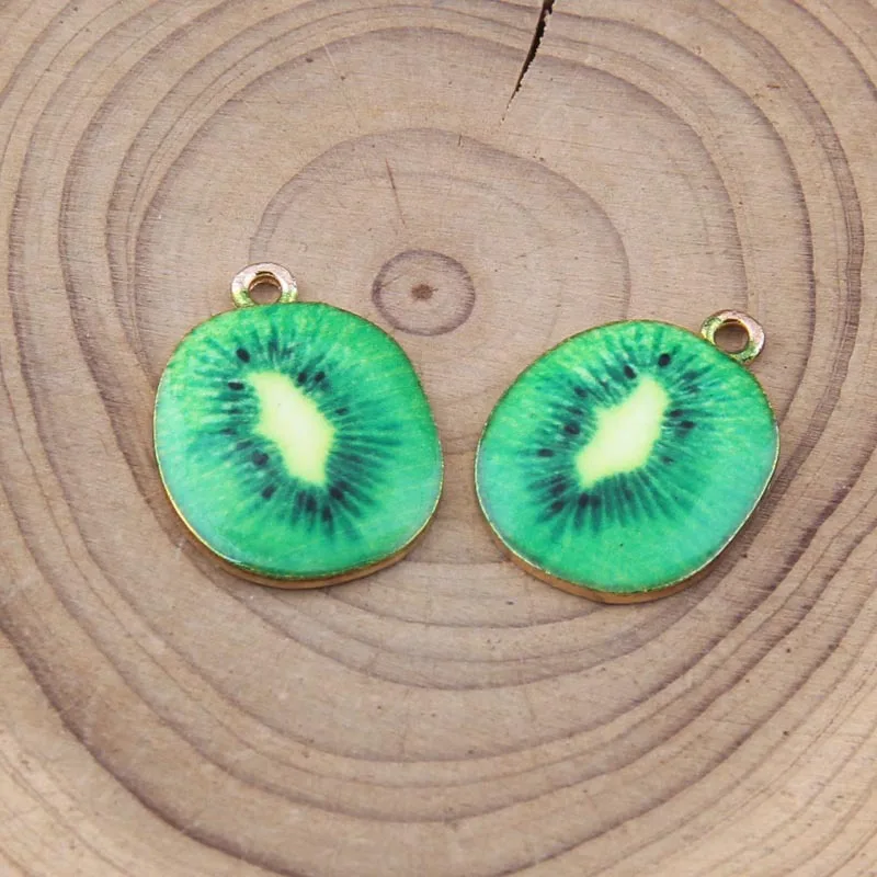 Ромашки 100 шт./лот Золотая эмаль Фрукты Арбуз амулеты &quotКлубника&quot Подвески для