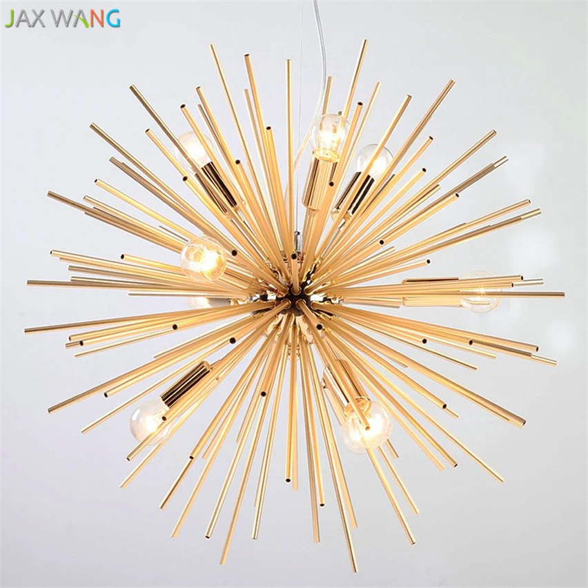 Золотые железные подвесные светильники в скандинавском стиле современный