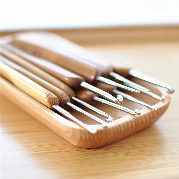 10 шт./лот круглые бамбуковые крючки для вязания размеров|bamboo handle crochet hooks|handled
