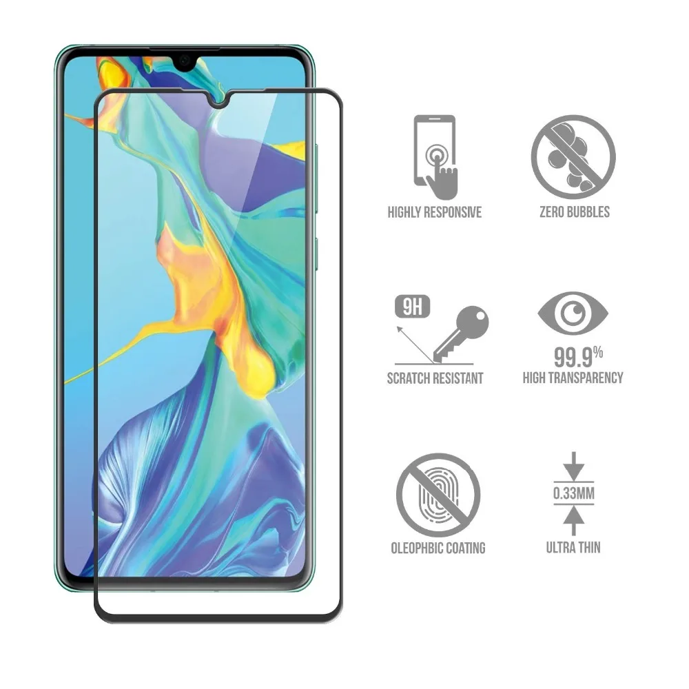 3D полное покрытие закаленное стекло для Huawei P30 Pro Защитное Lite защита экрана на