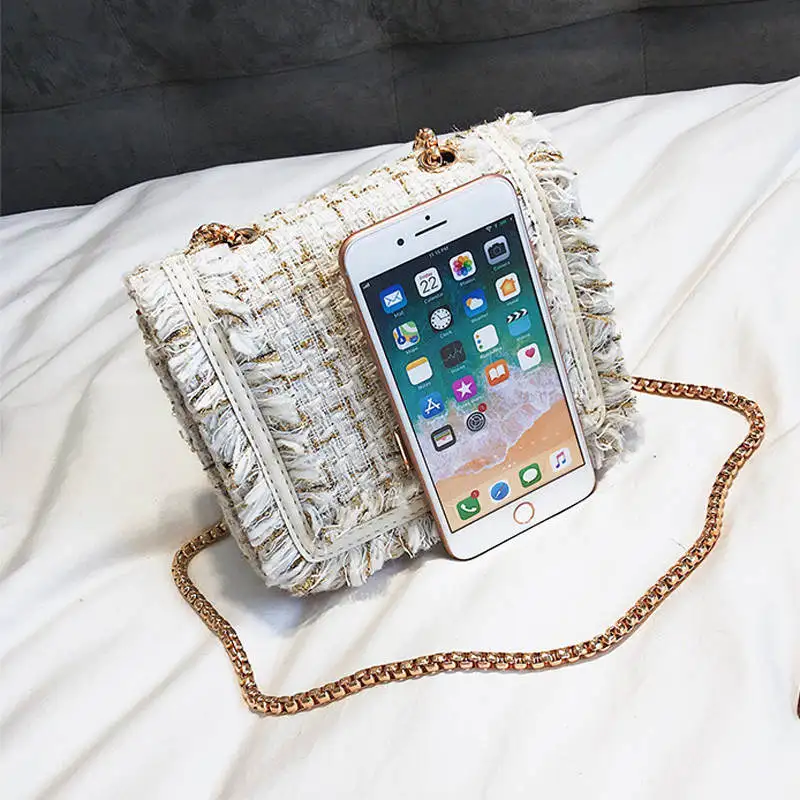 Женская маленькая квадратная сумка роскошная соломенная модная цепочка