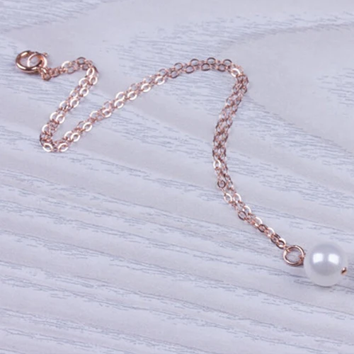Женский жемчужный браслет Bluelans розовый золотой на щиколотке с цепочкой
