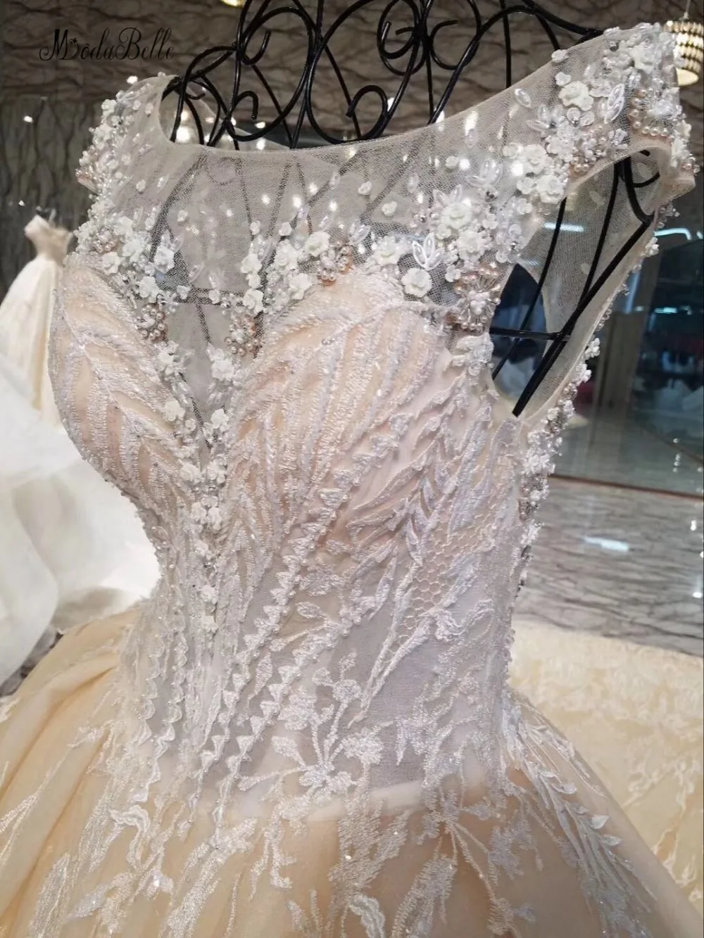 Modabelle Champange бальное платье с бисером и открытой спиной свадебные платья 2018