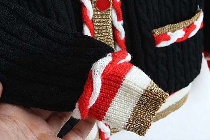 JOYDU 2018 Runway Vintage Wool Cardigan Female V-neck Long Sleeve Winter Sweater Women Patchwork Twist Single Breasted Retro |
