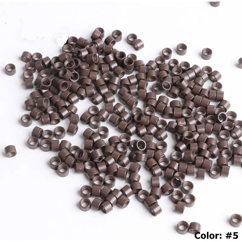 

FREE SHIPPING 1000Pcs 4.5*3*3 mm Screw Micro Rings #5 Medium Brown Hair Beads Microring Hair Crimp Beads Hair Extension Tu