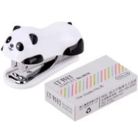 1 pcs mini panda stapler staples set cartoon office school supplies stationery paper clip binding binder book sewer