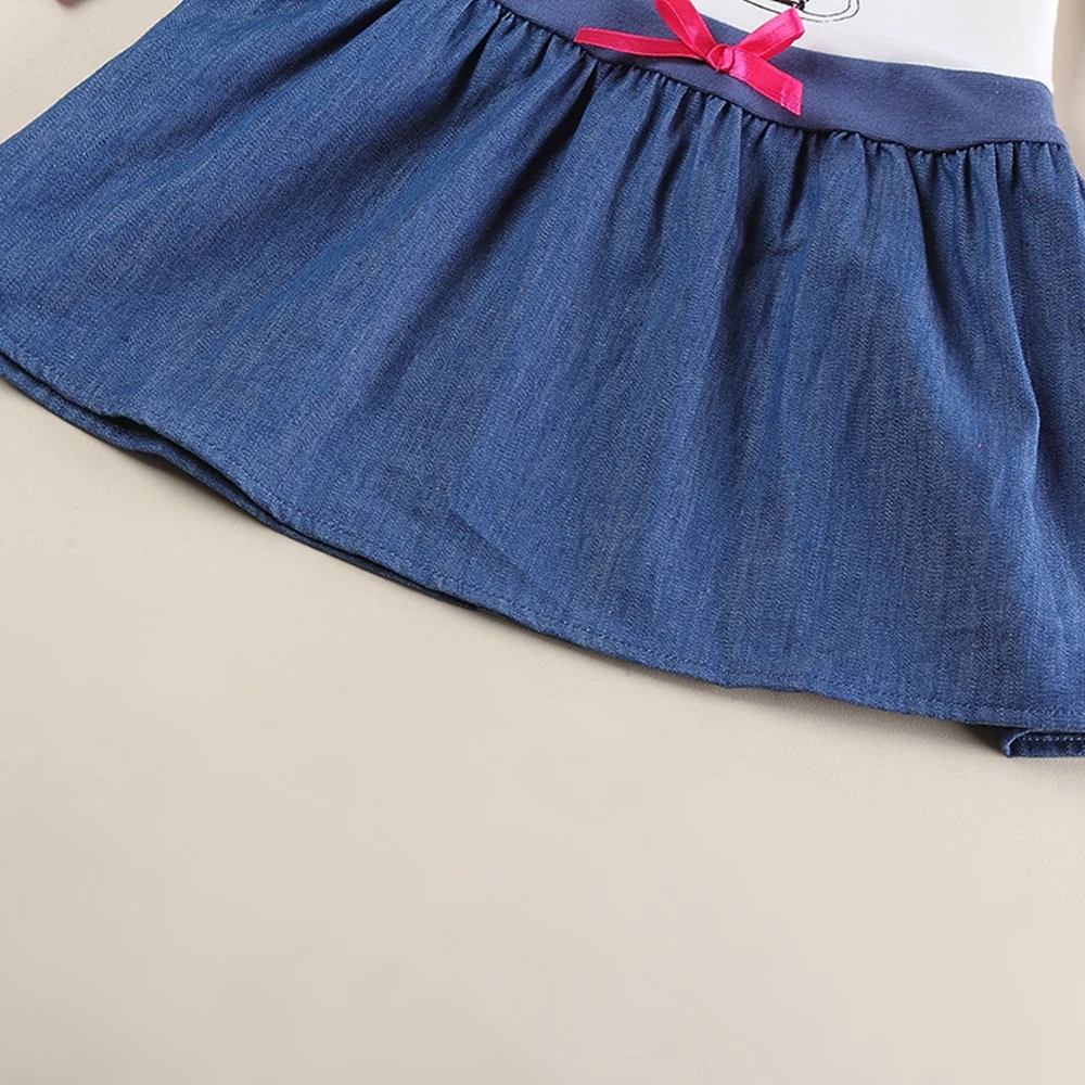 Girl long sleeve dress spring autumn cotton embroidered girl figure figure child wearing denim hem dress H5926