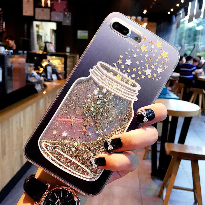 USLION струящийся чехол с сияющими блестками для Apple iPhone 7 Plus XR XS Max X 8 6 6s милый медведь