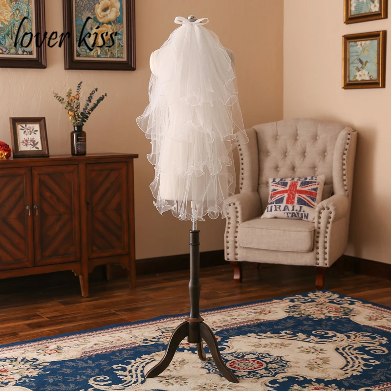 Фата свадебная с жемчугом красивый тюль 4 слоя белый/цвет слоновой кости