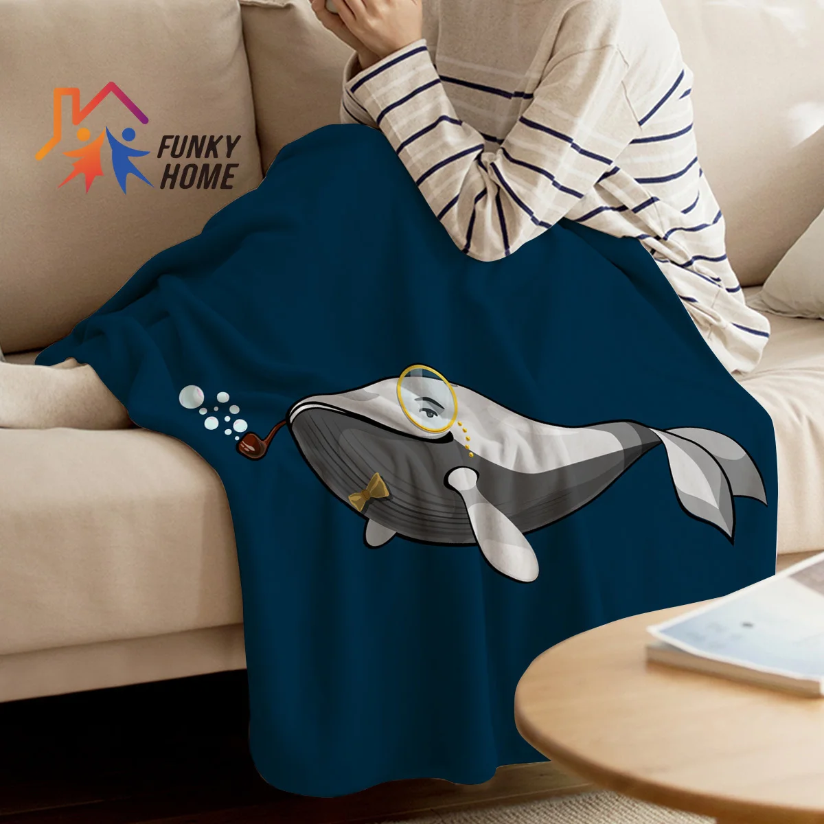 Funkyhome индивидуальные бросить Одеяло Белый Кит трубы мультфильм Флисовое одеяло c