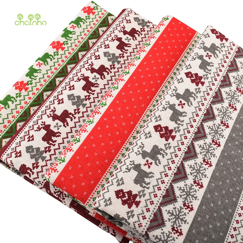 Chainho Рождественская серия напечатанная хлопчатобумажная льняная ткань для DIY