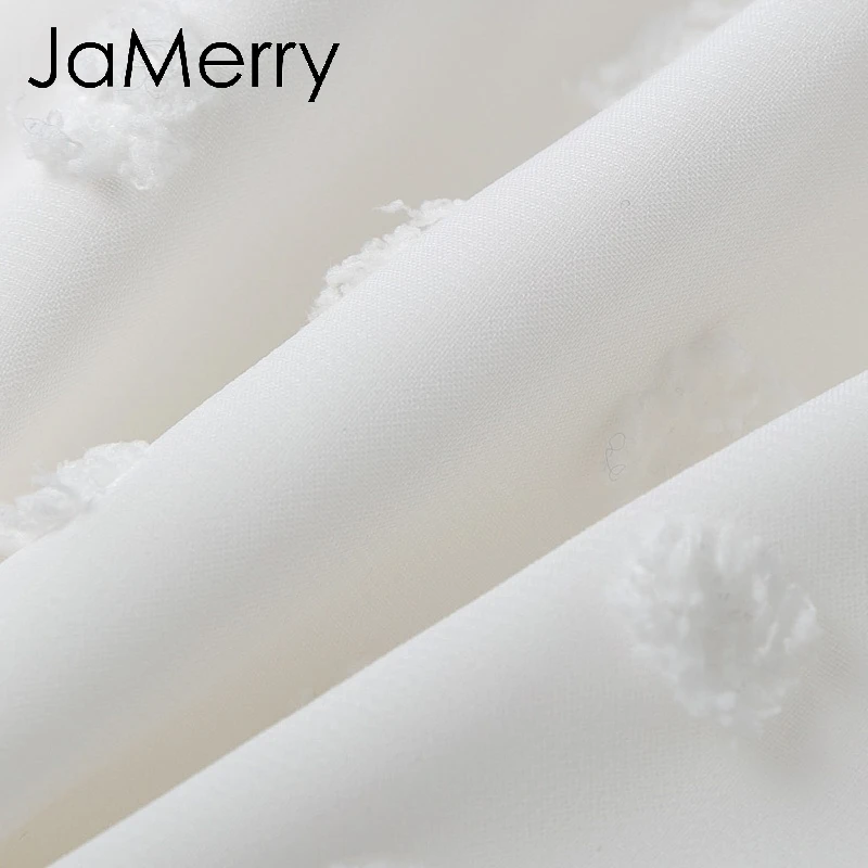 JaMerry винтажное Сексуальное Белое Кружевное короткое платье, женское длинное платье с рукавами-фонариками в горошек, женское роскошное тонкое вечернее мини-платье vestidos