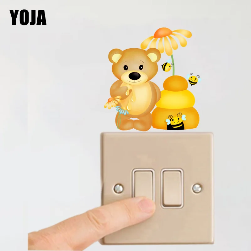 

YOJA Cartoon Funny Bees Wall Sticker Switch Decal PVC Home Decor 12ss0100