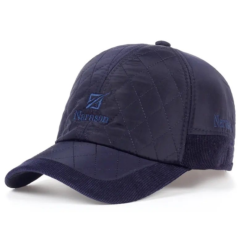Темно-синий TUNICA теплая зимняя бейсболка для мужчин бренд Snapback черная однотонная шапочка, бейсбол мужские зимние шапочки ушанка хлопок - Цвет: Темно-синий