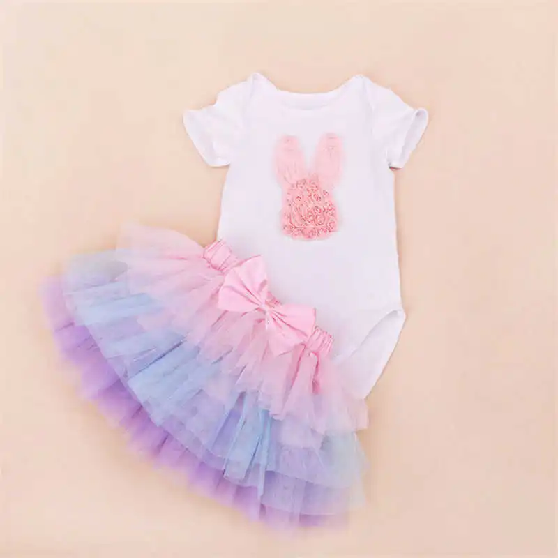 Летний комплект с юбкой-пачкой для дня рождения; Roupas Infantis Bebes; одежда для первого дня рождения+ юбка-пачка; платье; комплекты одежды для вечеринок - Цвет: 5