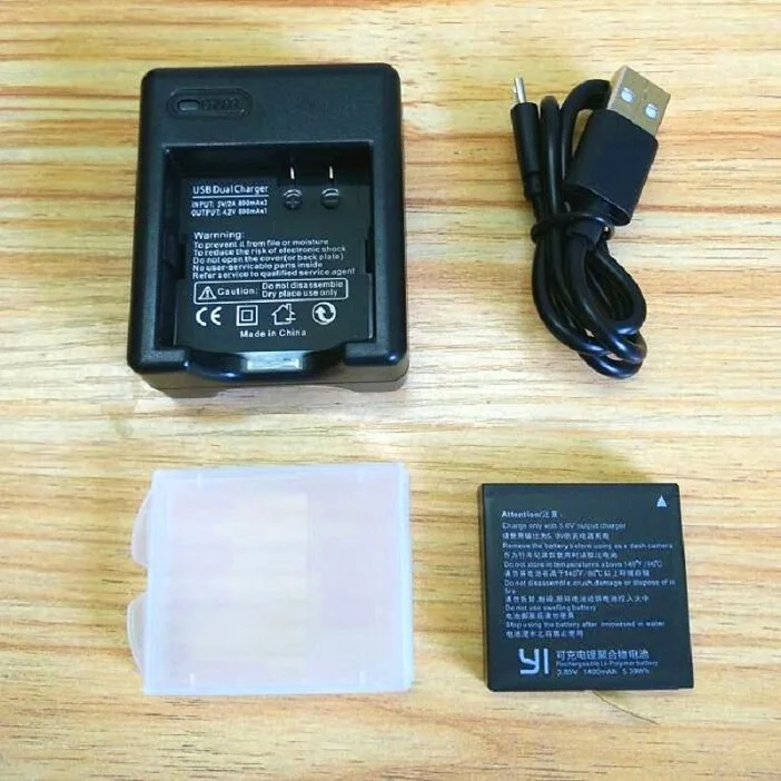 B package Для Xiaomi YI 2 батарея AZ16-1 USB двойное зарядное устройство для Xiaomi lite экшн-камера 4K 4K+ 1400mAh перезаряжаемый аккумулятор чехол - Цвет: B package